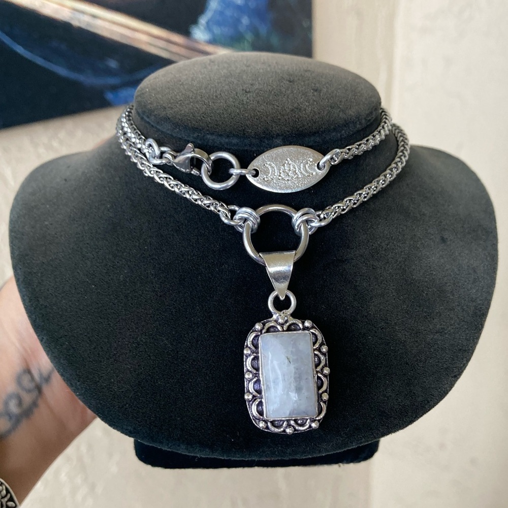 925 sterling silver overlay White quartz gemstone charm boho stone necklace . - Picture 13 of 16